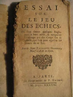 Η σελίδα τίτλου του βιβλίου του Philipp Stamma, Παρίσι 1737